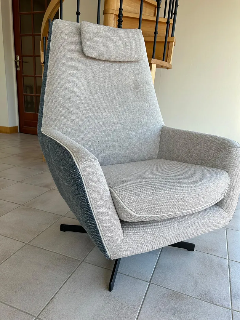 Fauteuil Catania Bleu & Gris rotatif – Image 3