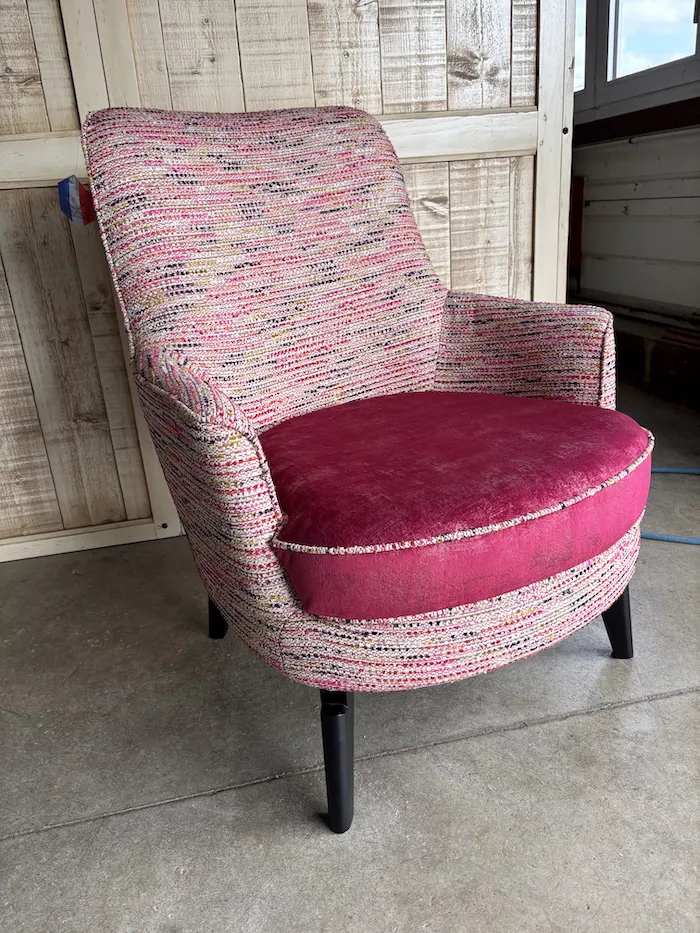 Fauteuil Flora tissu rose