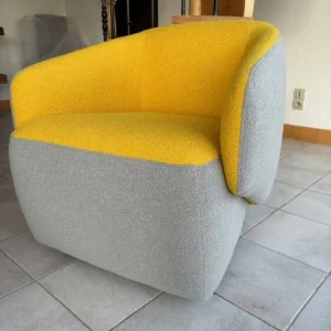 Fauteuil pivotant Géa jaune et gris