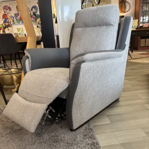 Fauteuil Relaxation Giada tissu gris bi matière