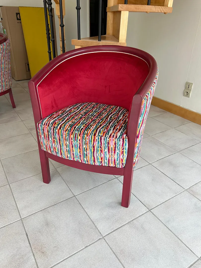 Fauteuil Julien Framboise assise motif