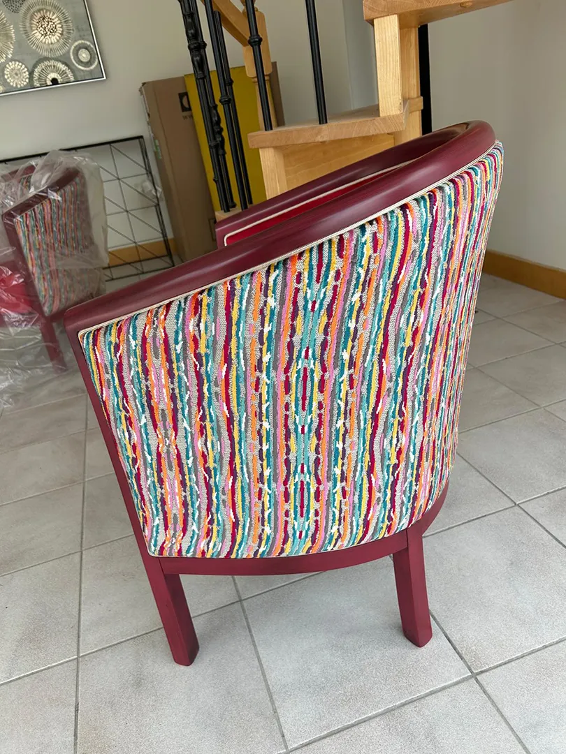 Fauteuil Julien Framboise assise motif – Image 2