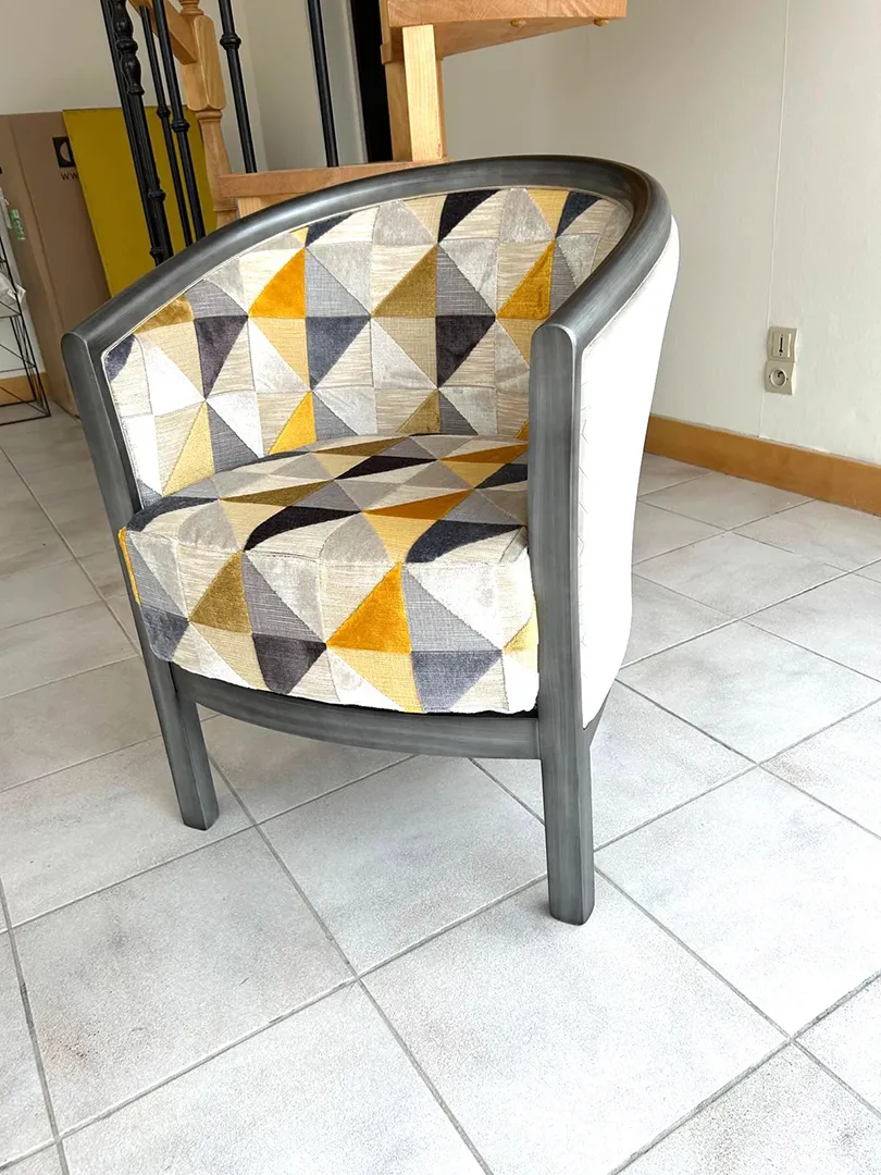 Fauteuil Julien gris et moutarde