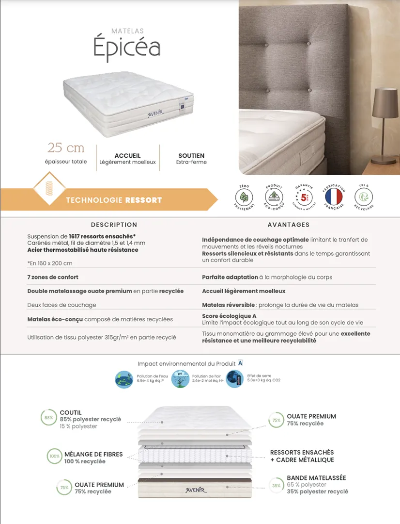 Matelas Epicéa 140 x 190 – Image 2
