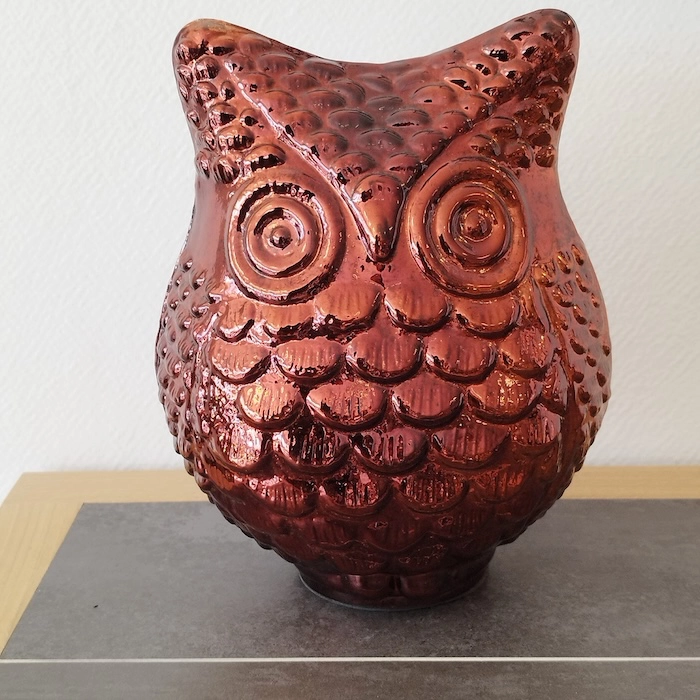 Déco Chouette - Hibou en verre rouille
