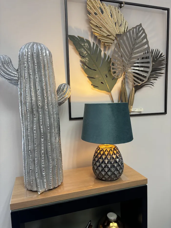 Lampe Ananas Velours Bleu – Image 6