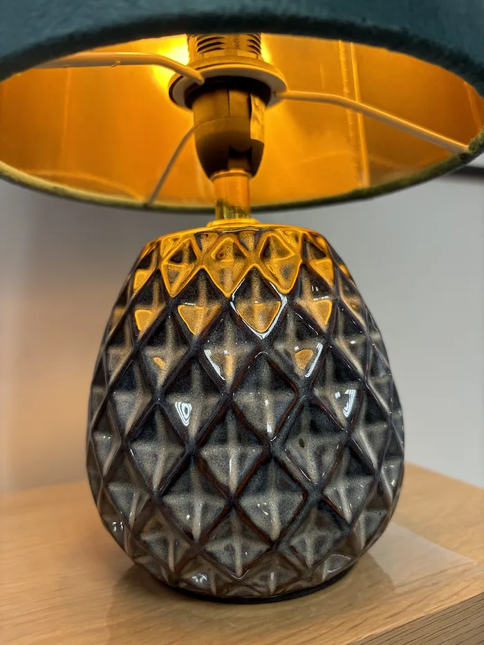 Lampe Ananas Velours Bleu – Image 5