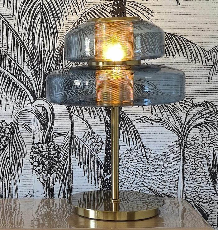 Lampe en verre et métal
