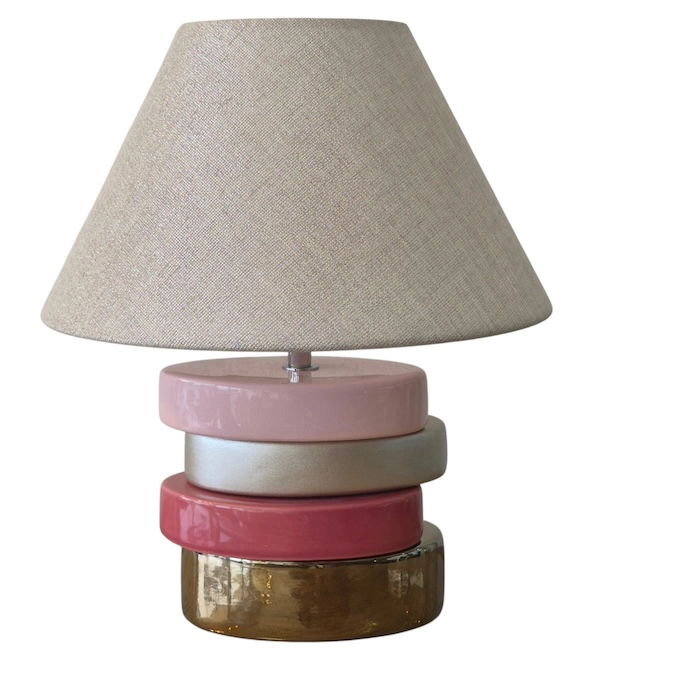 lampe rose et dorée