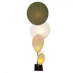 lampe de sol totem vert cannage