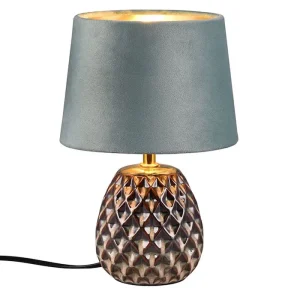 Lampe Ananas Velours Bleu
