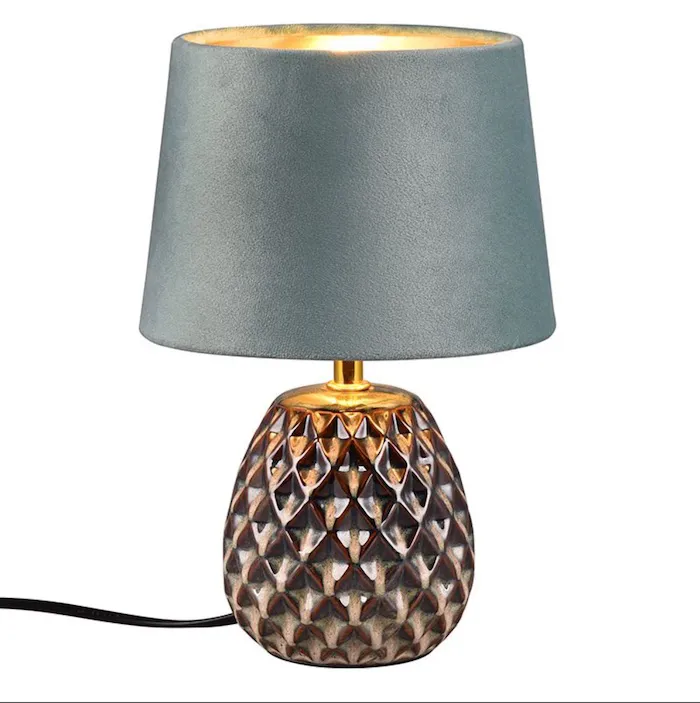 Lampe Ananas Velours Bleu