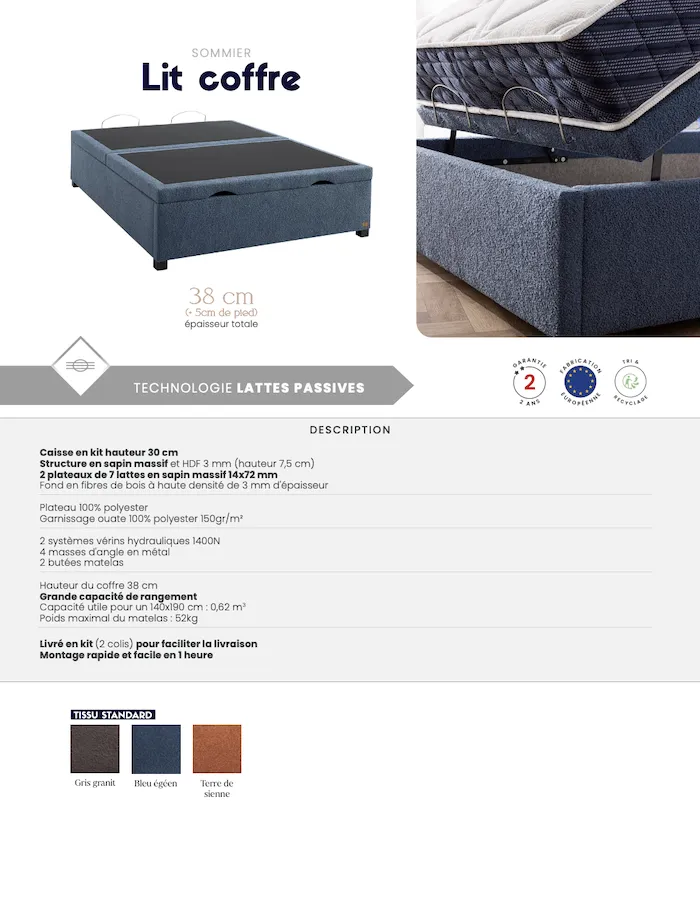 Sommier Coffre 140 x 190 – Image 4