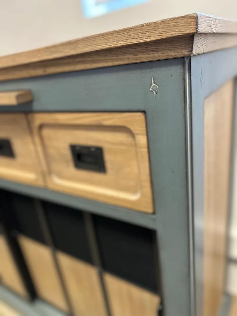 Meuble d'entrée Epure 2 portes coulissantes bleu – Image 2