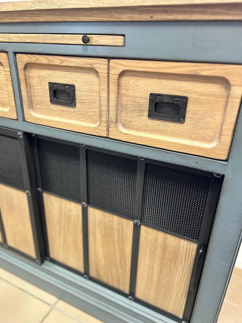 Meuble d'entrée Epure 2 portes coulissantes bleu – Image 4