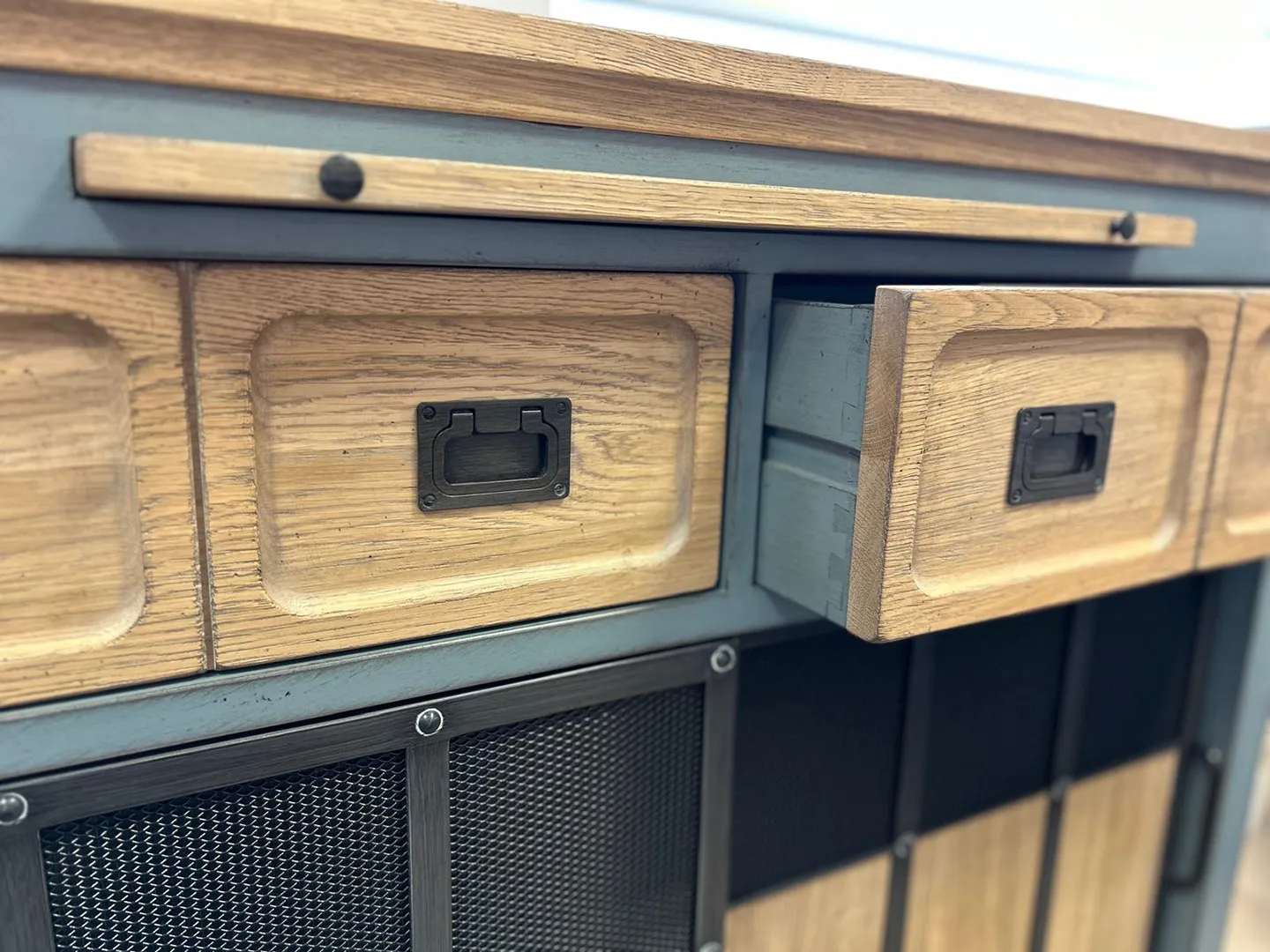 Meuble d'entrée Epure 2 portes coulissantes bleu – Image 7