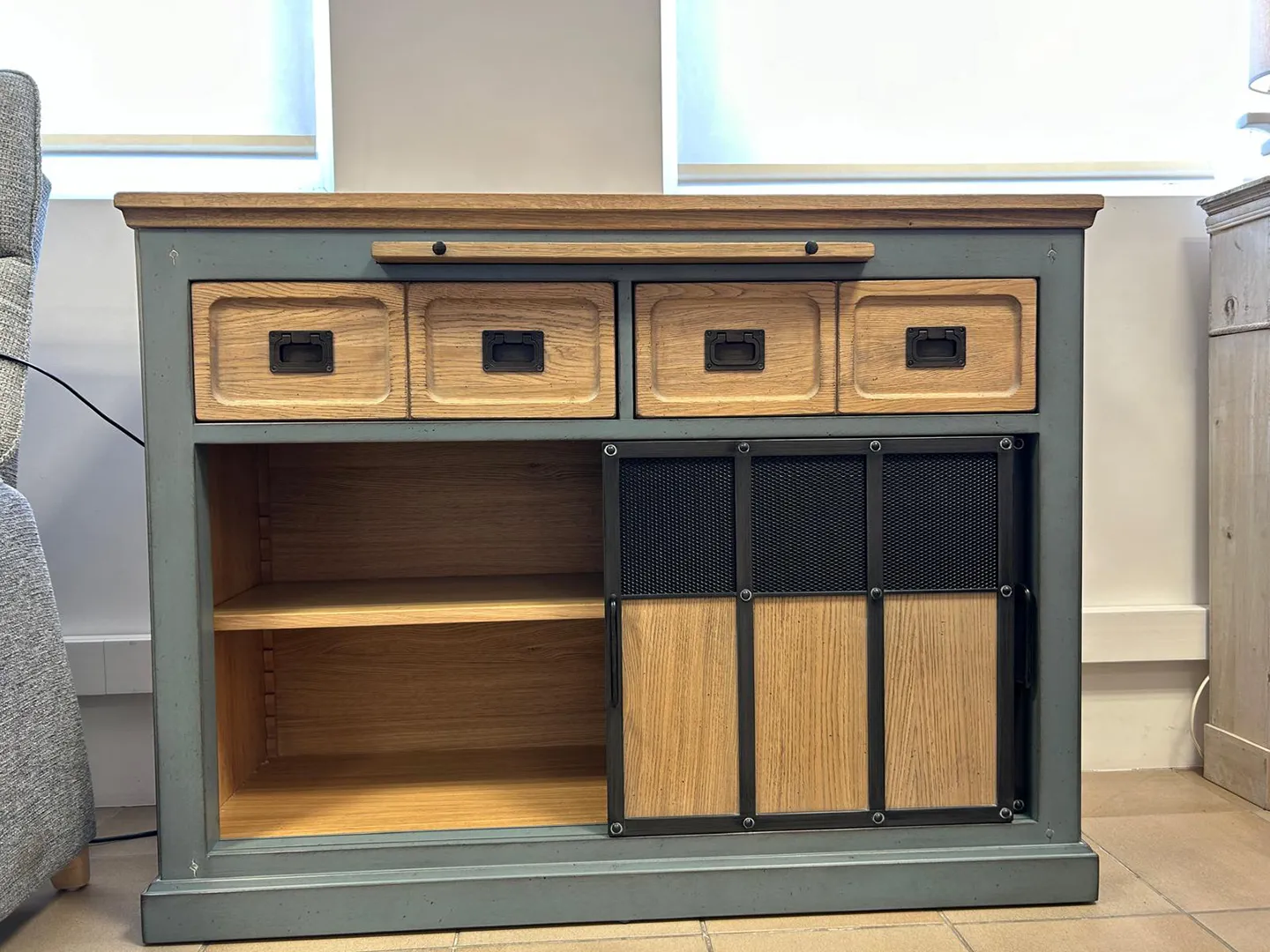 Meuble d'entrée Epure 2 portes coulissantes bleu – Image 8