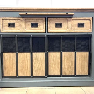 Meuble d'entrée Epure 2 portes coulissantes bleu