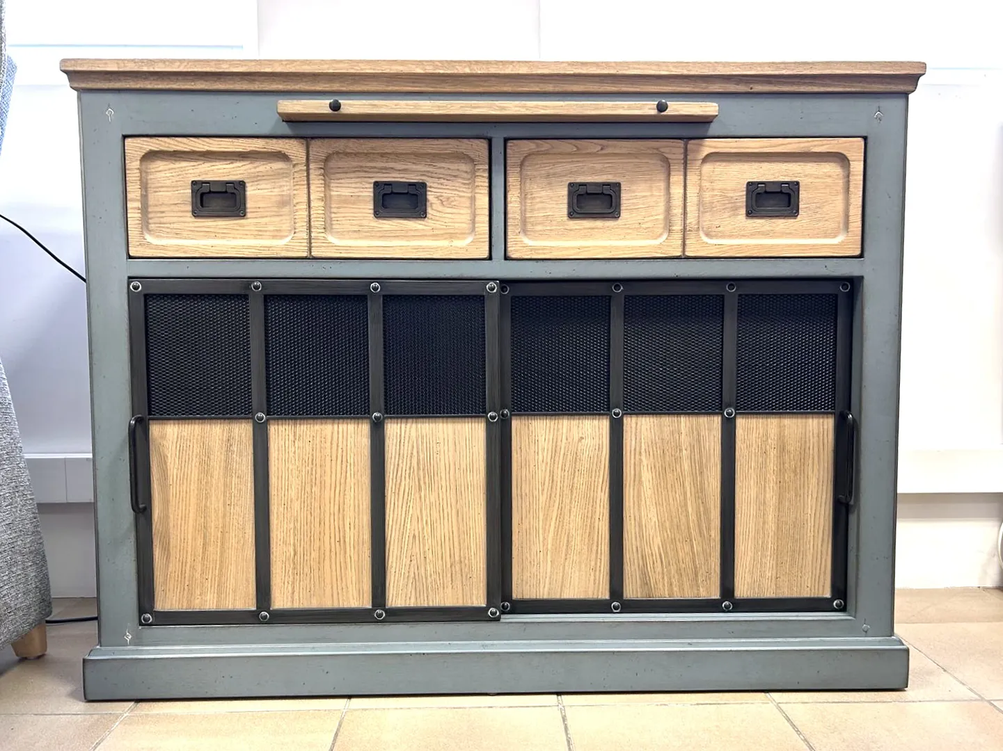 Meuble d'entrée Epure 2 portes coulissantes bleu