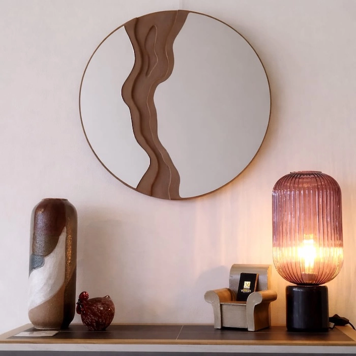 Miroir rond bois
