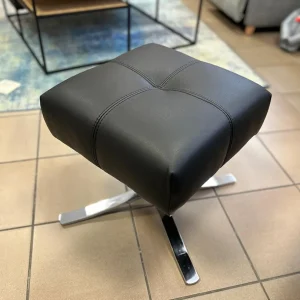 Pouf America pivotant cuir noir