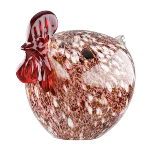 Poule rouge en verre