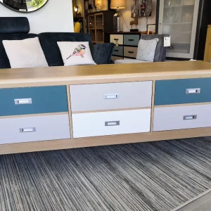 Meuble télévision Louisiane vert/bleu