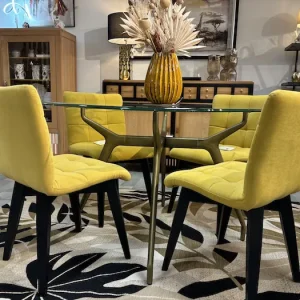 Table Arkos plateau verre et piétement aluminium