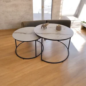 Table basse Gigogne ronde Marbrées