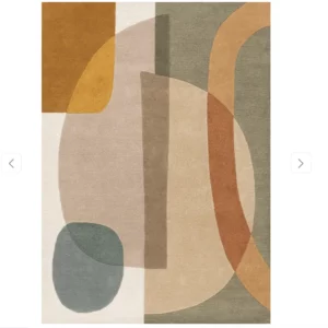 tapis vert moutarde beige