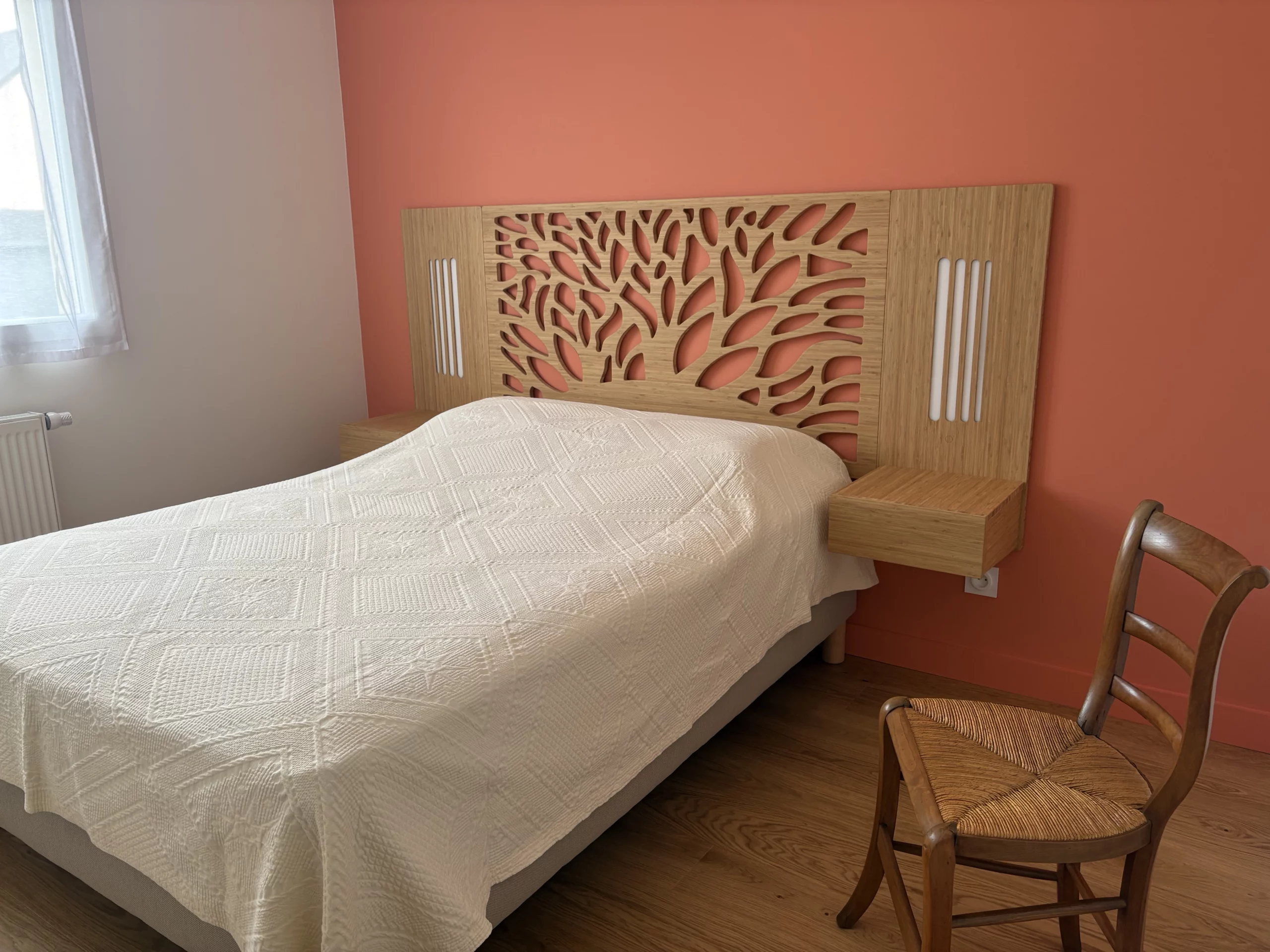 Tête de lit en bois Canopée 140 avec chevets – Image 4