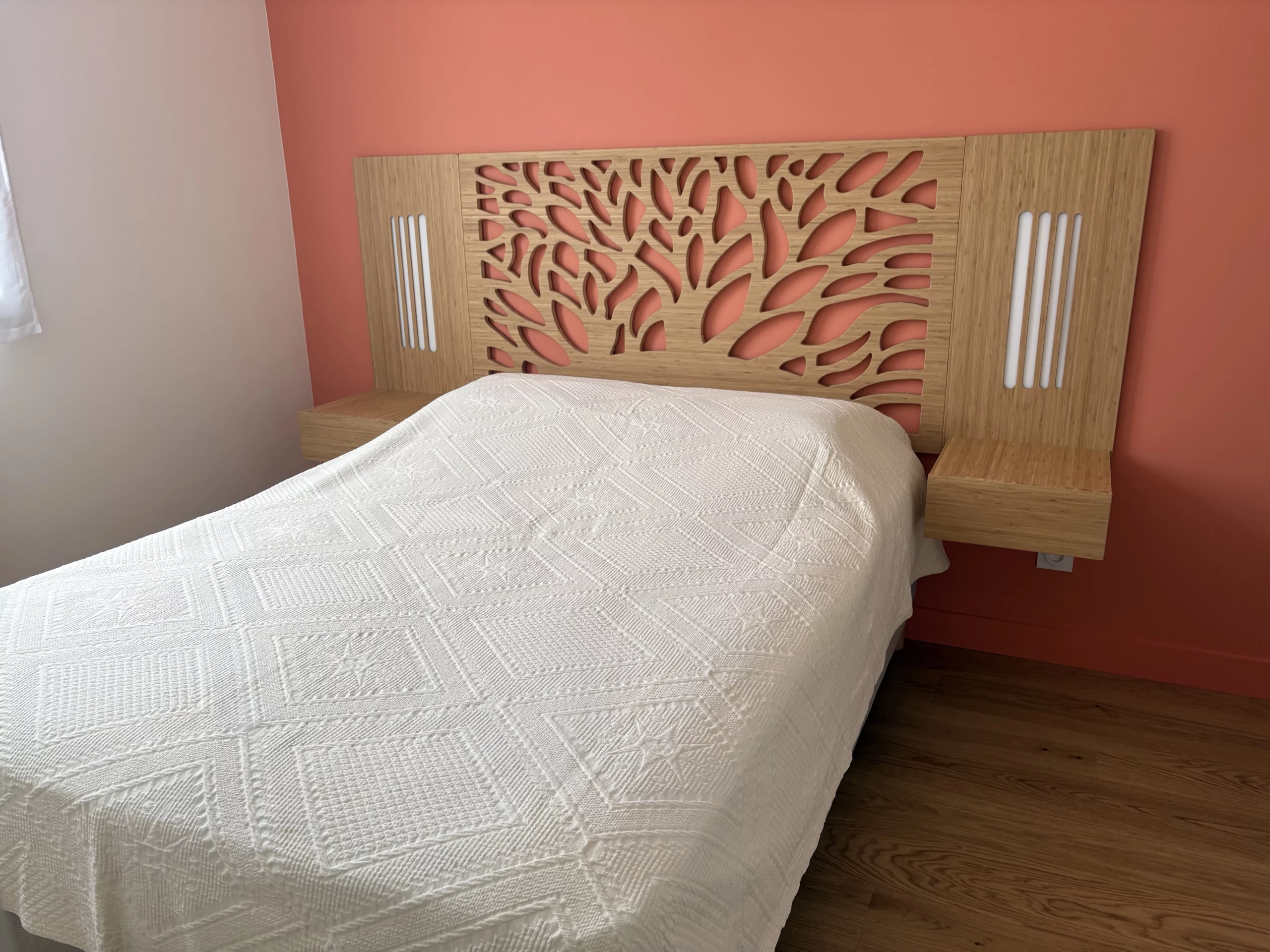 Tête de lit en bois Canopée 140 avec chevets – Image 5