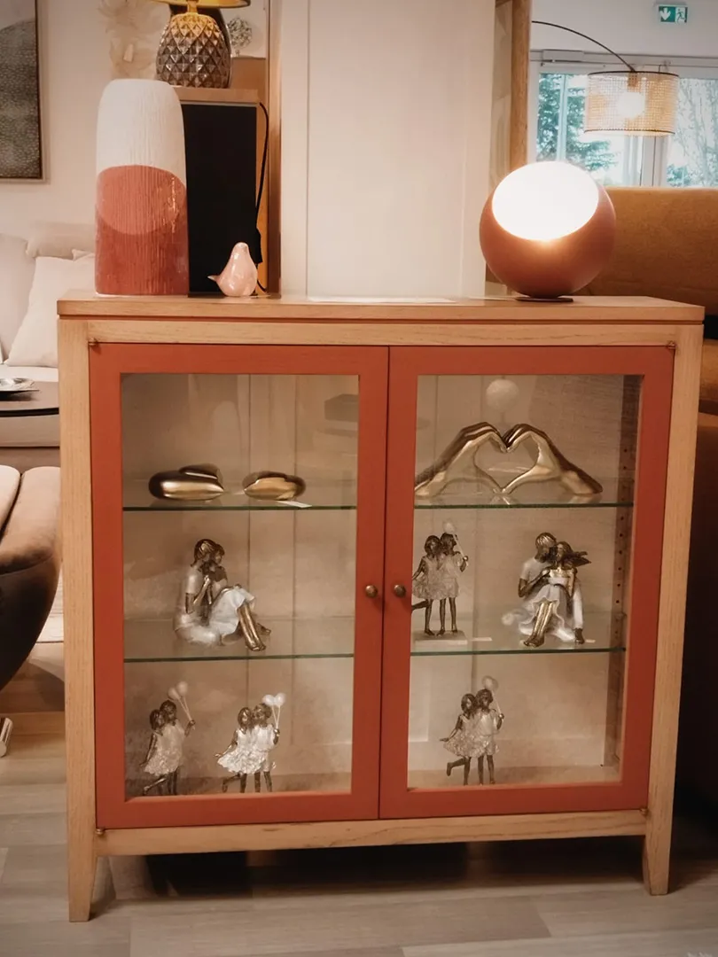 Vitrine en chêne avec Terracotta