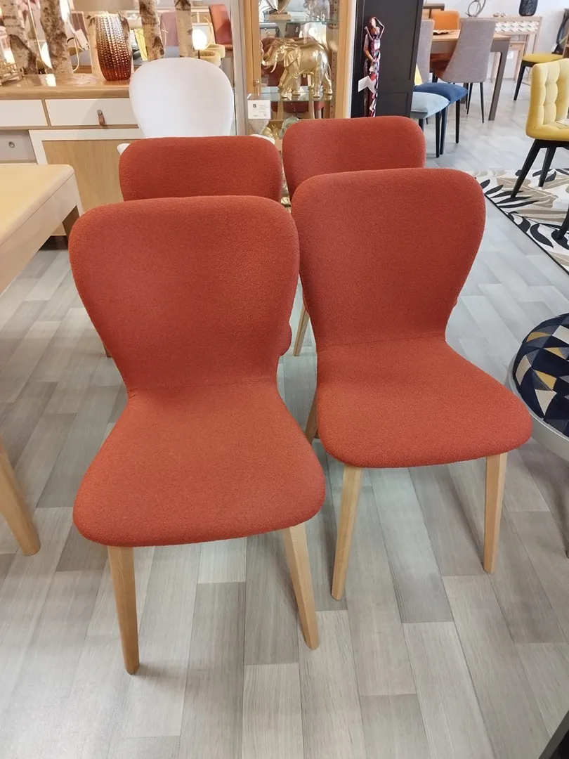 Lot de 4 chaises Jacobson tissu brique