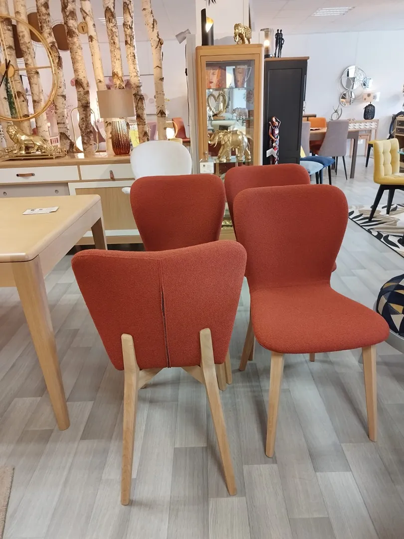 Lot de 4 chaises Jacobson tissu brique – Image 3